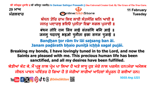 11 February - 29 Maagh - Tuesday - Hukamnama