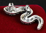 Vintage Look Black Silver Plated Snake Brooch Suit Coat Broach Collar Pin B16D