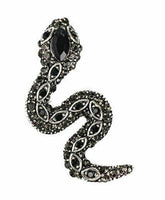 Vintage Look Black Silver Plated Snake Brooch Suit Coat Broach Collar Pin B16D