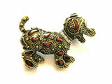 Stunning Vintage Look Gold plated Brown enamel Dog Puppy Brooch Broach Pin B60