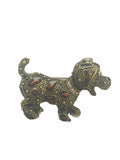 Stunning Vintage Look Gold plated Brown enamel Dog Puppy Brooch Broach Pin B60