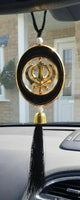 LARGE Plastic Gold Tone Stunning Khanda Punjabi Sikh Pendant Car Rear Mirror BLA