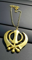 LARGE Plastic Gold Tone Stunning Khanda Punjabi Sikh Pendant Car Rear Mirror