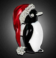 Vintage Look Silver Plated Diamante Linux Penguin Brooch Suit Coat Broach Pin U6