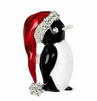 Vintage Look Silver Plated Diamante Linux Penguin Brooch Suit Coat Broach Pin U6