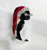 Vintage Look Silver Plated Diamante Linux Penguin Brooch Suit Coat Broach Pin U6