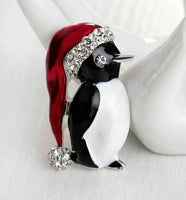 Vintage Look Silver Plated Diamante Linux Penguin Brooch Suit Coat Broach Pin U6