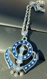 Silver Plated Punjabi Singh Sikh Blue Khanda Pendant Car Rear Mirror Hanging