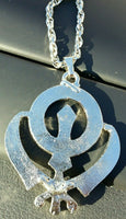 Silver Plated Punjabi Singh Sikh Blue Khanda Pendant Car Rear Mirror Hanging