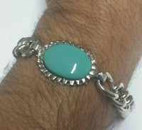 Stunning Steel SALMAN KHAN STYLE Movie Tubelight Bajrangi Green Stone Bracelet Q