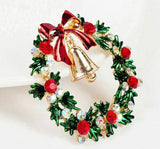 Stunning Diamonte Gold Plated Vintage Look Christmas Wreath Bell Brooch Pin B48Q