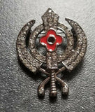 Stunning Diamonte Black Gun Metal SIKH Khanda Poppy Rememberance Day Brooch Pin