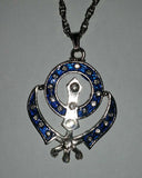 Unisex Large Sikh Khanda Pendant in Blue Red and Black with Stunning Rhinestones