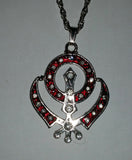 Unisex Large Sikh Khanda Pendant in Blue Red and Black with Stunning Rhinestones