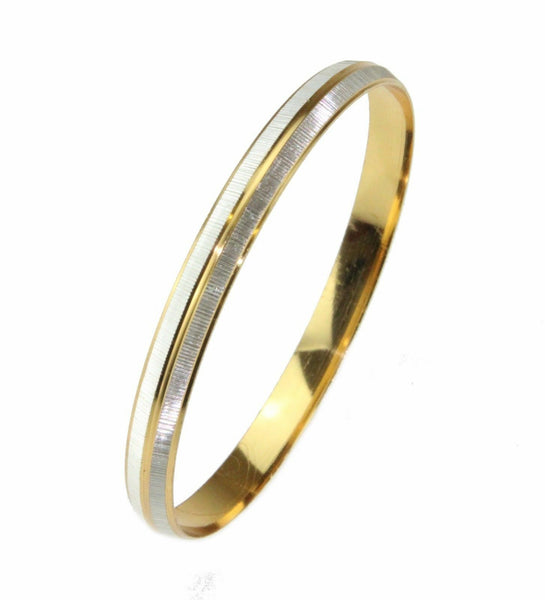 Sikh Two Tone Gold Silver Plated Design Punjabi Kada Kara Bangle Bracelet F3