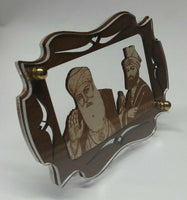 Sikh Guru Nanak Ji Gobind Singh Wood Carved Photo Portrait Sikh Desktop Stand F4