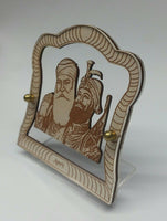 Sikh Guru Nanak Ji Gobind Singh Wood Carved Photo Portrait Sikh Desktop Stand F3