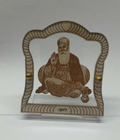 Sikh Guru Nanak Dev Ji Wood Carved Photo Portrait Sikh Lovely Desktop Stand F1