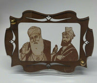 Sikh Guru Nanak Ji Gobind Singh Wood Carved Photo Portrait Sikh Desktop Stand F4