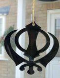 Extra Large Stunning Acrylic Black Khanda Punjabi Sikh Pendant Car Rear Mirror