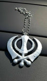 LARGE Plastic Silver Tone Stunning Khanda Punjabi Sikh Pendant Car Rear Mirror