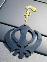 Extra Large Stunning Acrylic Black Khanda Punjabi Sikh Pendant Car Rear Mirror