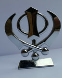 Car Dashboard Mantle Piece 3D Stunning Silver Tone Small Khanda Stand GIFT