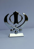 Car Dashboard Mantle Piece 3D Stunning Silver Tone Small Khanda Stand GIFT