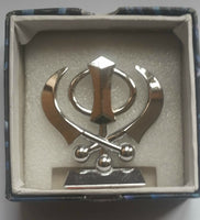 Car Dashboard Mantle Piece 3D Stunning Silver Tone Small Khanda Stand GIFT