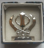 Car Dashboard Mantle Piece 3D Stunning Silver Tone Small Khanda Stand GIFT