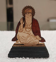 Sikh Guru Nanak Dev Ji Wood Carved Photo Baba Portrait Sikh Desktop Stand OF41