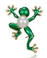 Stunning Gold Plated Vintage Look Pearl back Frog Christmas Brooch Cake PIN C14