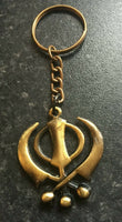 SIKH RELIGIOUS ICON KHANDA KEY RING Bronze Affect Steel Punjabi Khanda Key Chain