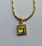 Small Punjabi Sikh Singh Gold Tone Eik Onkar Square Pendant Chain necklace LL33