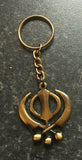 SIKH RELIGIOUS ICON KHANDA KEY RING Bronze Affect Steel Punjabi Khanda Key Chain