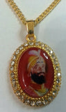 Large Gold Plated Sikh Hindu Religious Pendants - Guru Nanak Guru Gobind Khanda