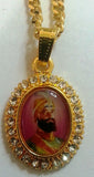 Large Gold Plated Sikh Hindu Religious Pendants - Guru Nanak Guru Gobind Khanda