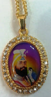 Large Gold Plated Sikh Hindu Religious Pendants - Guru Nanak Guru Gobind Khanda