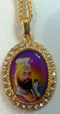 Large Gold Plated Sikh Hindu Religious Pendants - Guru Nanak Guru Gobind Khanda