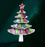 Vintage Look Stunning Diamonte Silver Plated Christmas Tree Brooch Cake Pin JJ24