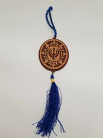 Punjabi Sikh Wooden Khanda Stunning Pendant Evil Protection Car HANGER Blue AAA1