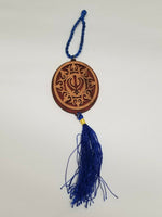 Punjabi Sikh Wooden Khanda Stunning Pendant Evil Protection Car HANGER Blue AAA1