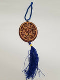 Punjabi Sikh Wooden Khanda Stunning Pendant Evil Protection Car HANGER Blue AAA1