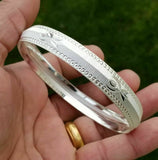 Silver Plated Laser Engraved Khanda Sikh Singh Kaur Khalsa Kara Bangle Kada A8