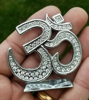 Stunning Hindu Punjabi Silver plated OM Legend Car Dashboard Desktop Stand UU15