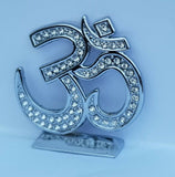 Stunning Hindu Punjabi Silver plated OM Legend Car Dashboard Desktop Stand UU15