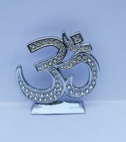 Stunning Hindu Punjabi Silver plated OM Legend Car Dashboard Desktop Stand UU15