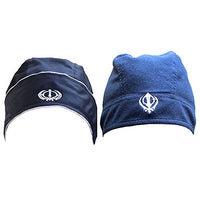 OnlineSikhStore Sikh Bandana Head Gear Patka with Two Strings - Black Colour - Premium Quality Jean Material