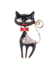 Black cat brooch vintage look gold plated retro enamel celebrity broach pin k20