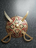 Sikh singh khalsa kaur brass dhall & two kirpans letter opener wall hanging aa10